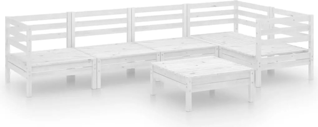 vidaXL Set mobilier de grădină, 6 piese, alb, lemn masiv de pin