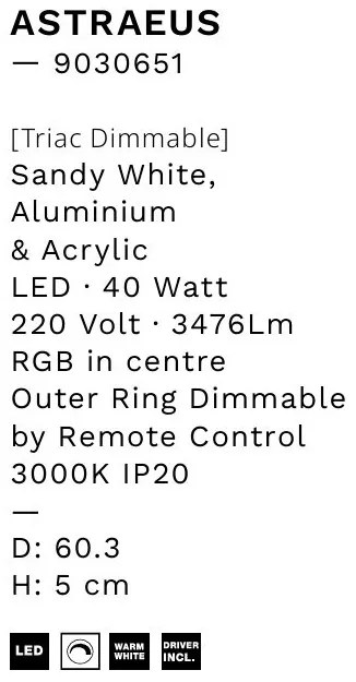 Plafoniera LED RGB si telecomanda ASTRAEUS 60cm