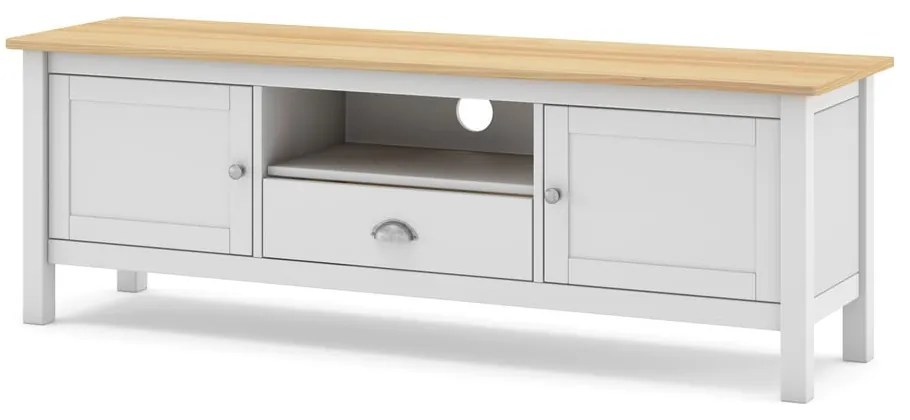 Comodă TV alb/natural din lemn de pin 158x53 cm Misti – Marckeric
