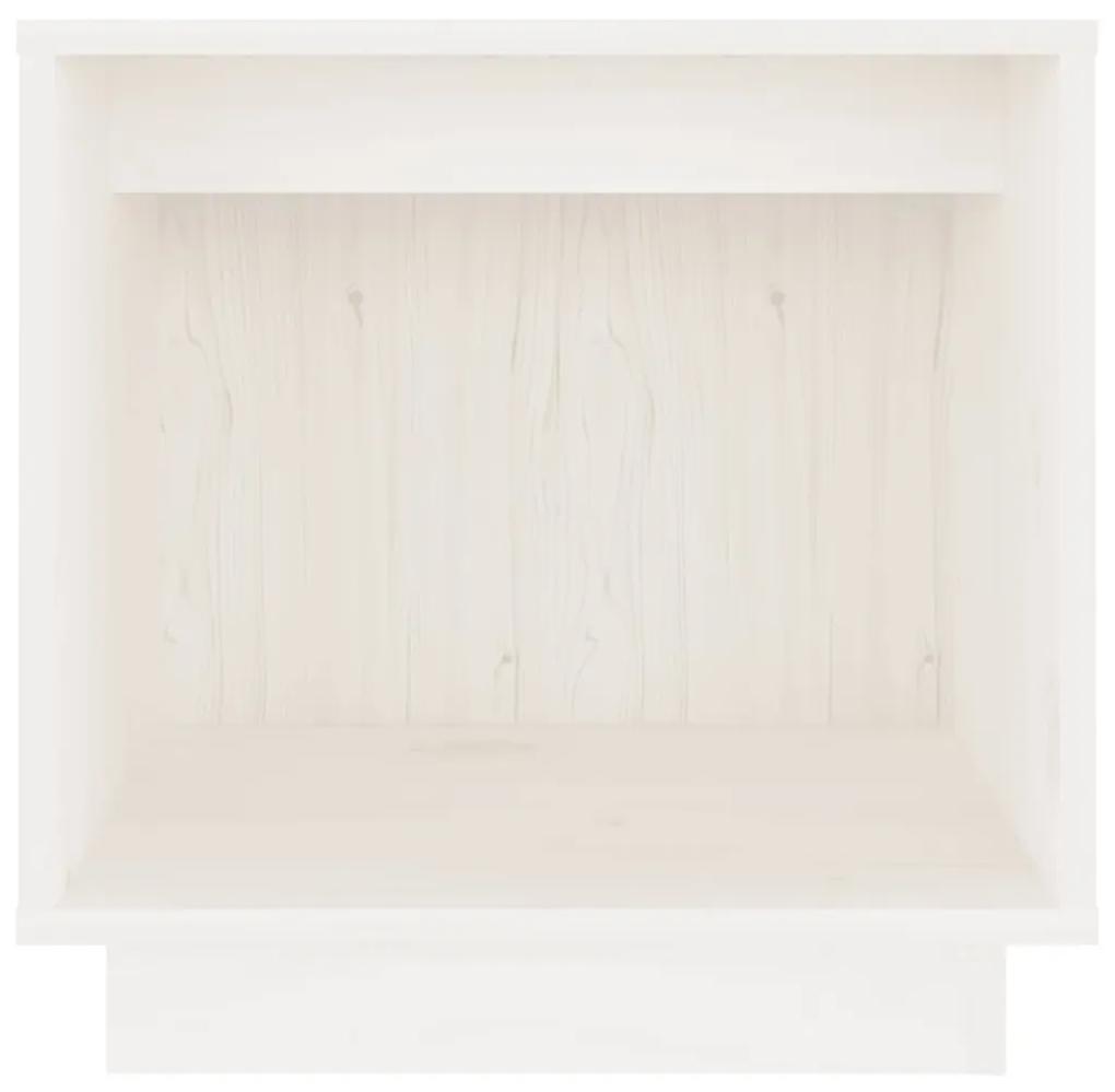 Noptiere, alb, 2 buc., 40x30x40 cm, lemn masiv de pin 2, Alb