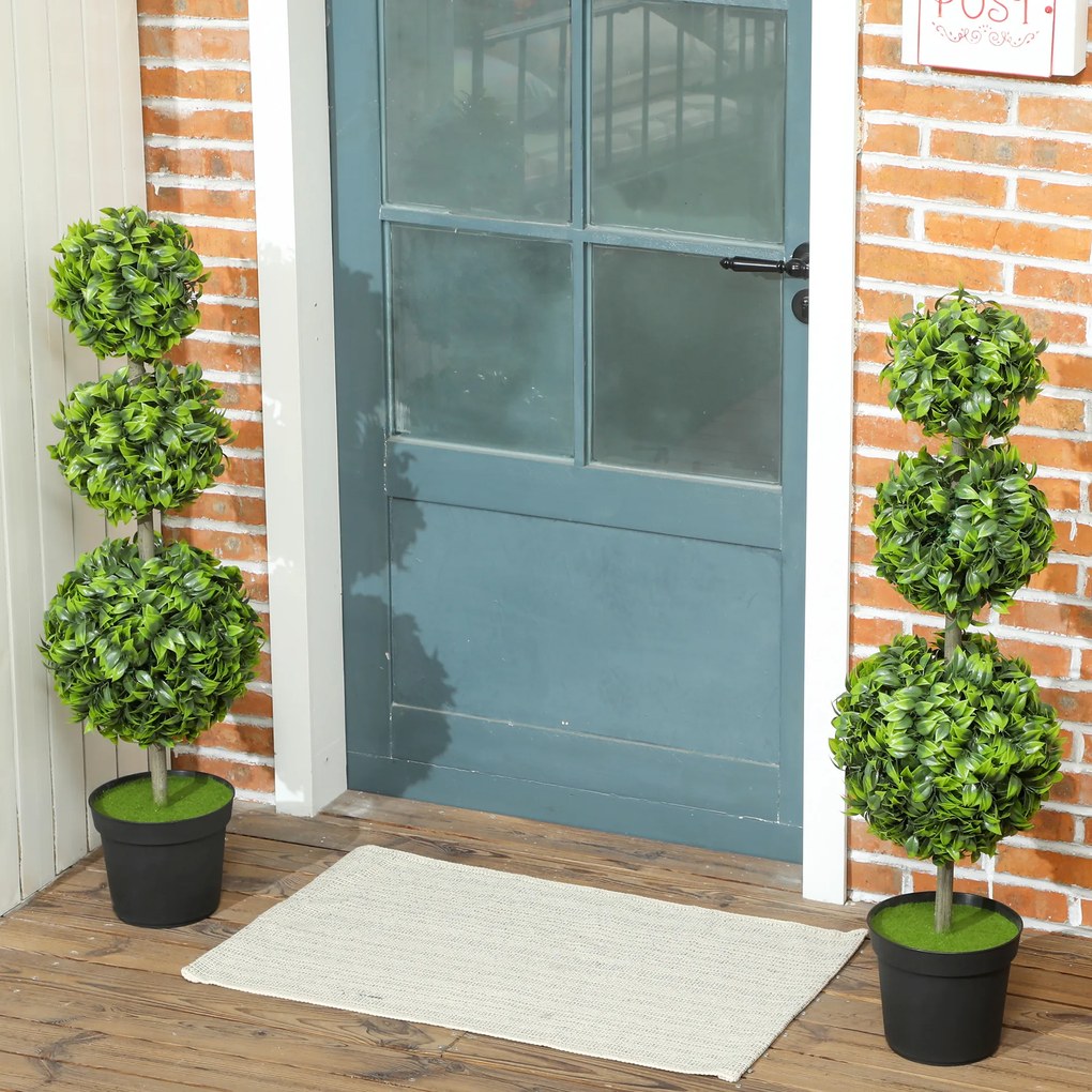 HOMCOM Plante artificiale în ghiveci, frunze din plastic, pământ flocos, Verde | Aosom Romania