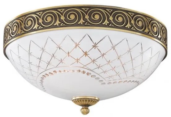 Plafoniera clasic design italian din alama, sticla 7002 RA-PL. 7002/3