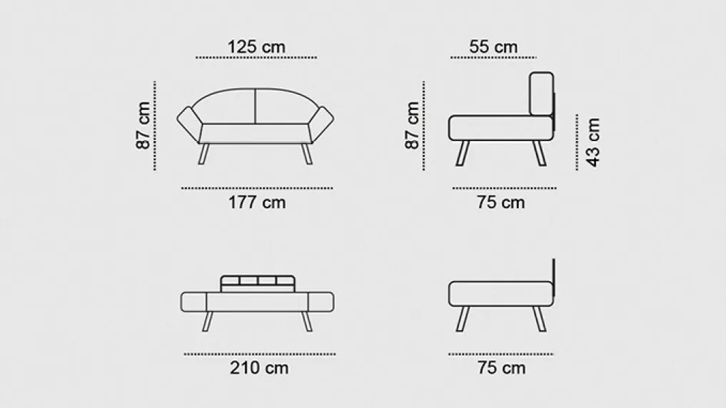 Canapea extensibilă Genzo Black