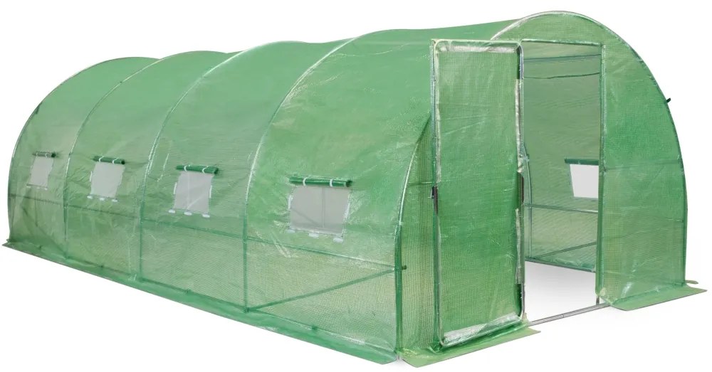 Solar pentru legume cu cadru metalic 3x6m verde Garden Point cu ușă