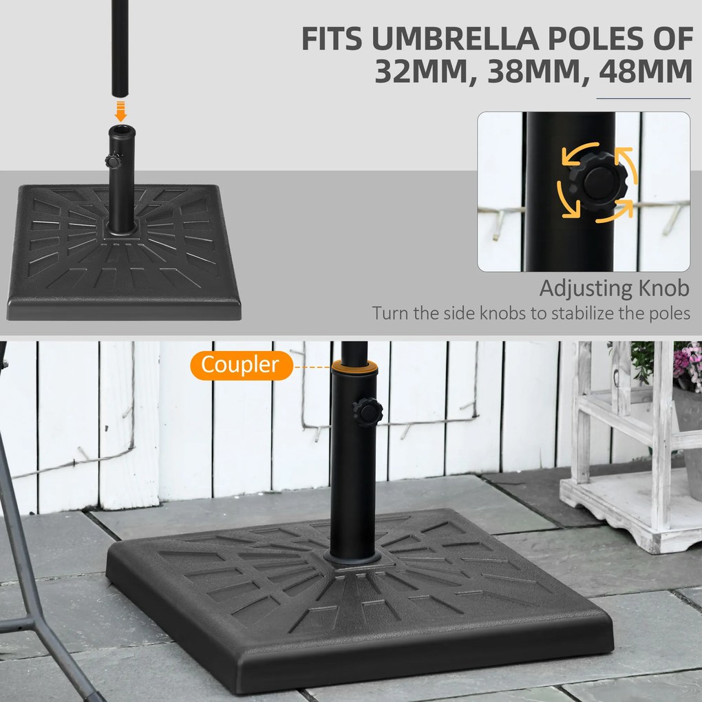 Outsunny Suport Umbrelă de Grădină din Rășină 19kg, Bază Pătrată pentru Stabilitate, Greutate Suport Umbrele | Aosom Romania