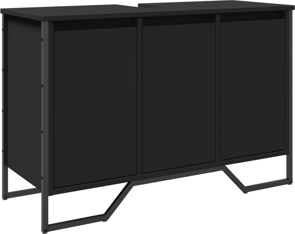 vidaXL Dulap pentru chiuvetă baie, negru, 91x35x60 cm, lemn prelucrat