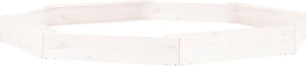 vidaXL Cutie de nisip cu scaune octogonale, alb, lemn masiv de pin