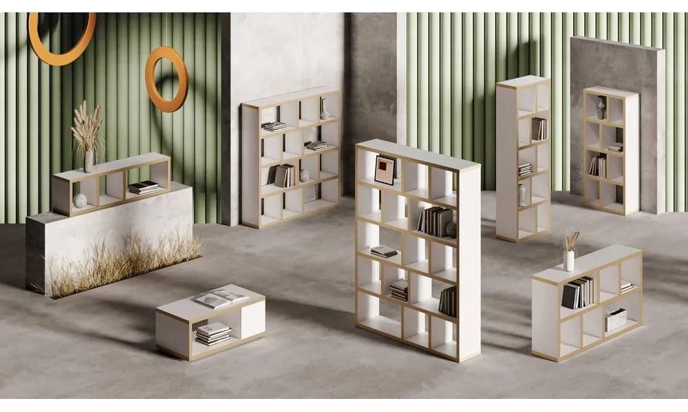 Bibliotecă albă/în culoare naturală 150x83 cm Berlin – TemaHome
