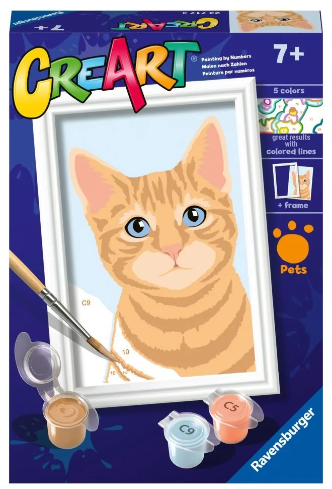 CREART PICTURA PE NUMERE PENTRU COPII PISICUTA PORTOCALIE - RAVENSBURGER (RVSPBN23717)