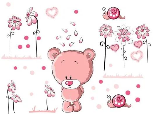 Autocolant roz de perete de calitate Ursuleț de pluș gânditor