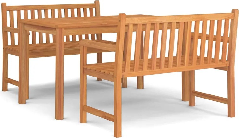 vidaXL Set de masă pentru grădină, lemn masiv de tec, 3 piese