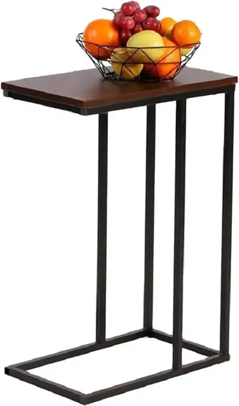 Masuta de cafea in stil industrial,metal-lemn,Homs, seria A-620,45 x 25 x 63.5 cm, negru/nuc,30314