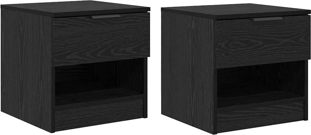 vidaXL Dulap de pat 2 pcs Stejar Negru 40 x 39 x 40cm Lemn compozit