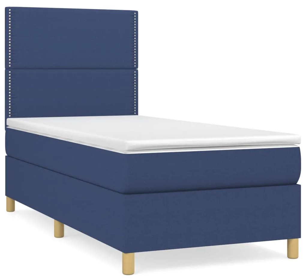 3142215 vidaXL Pat box spring cu saltea, albastru, 80x200 cm, textil