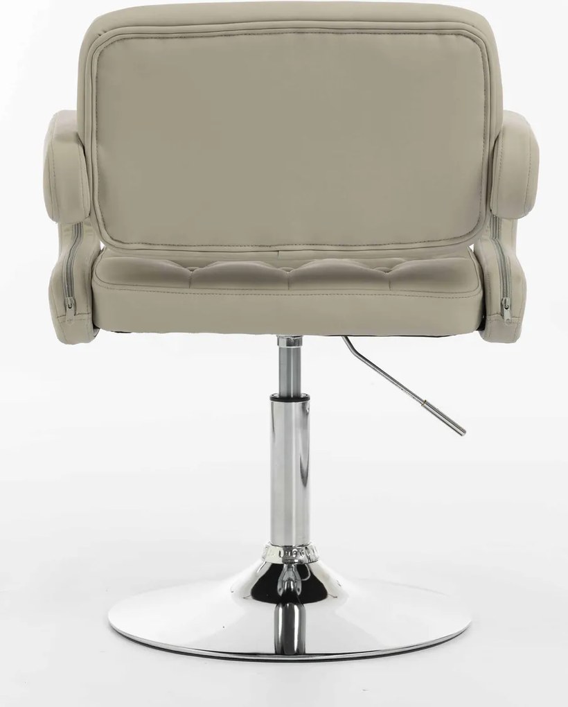 HR8403N Scaun Ecru Piele Ecologica Premium Soft cu Bază Cromata