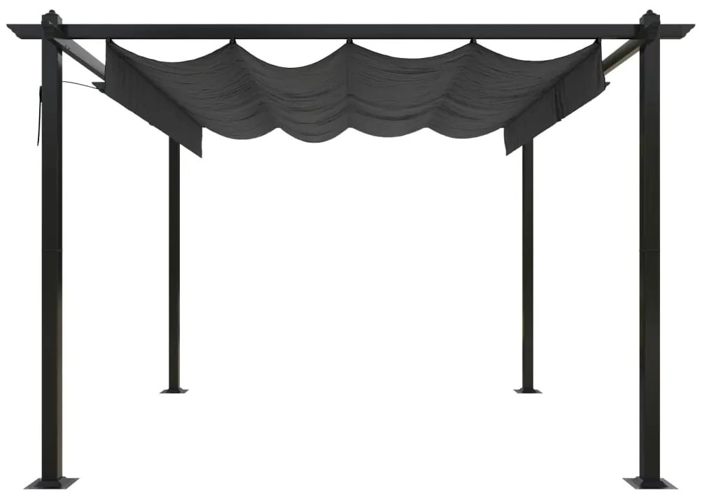 Pavilion de gradina, acoperis retractabil, antracit, 3x3 m Antracit, 3 x 3 x 2.2 m