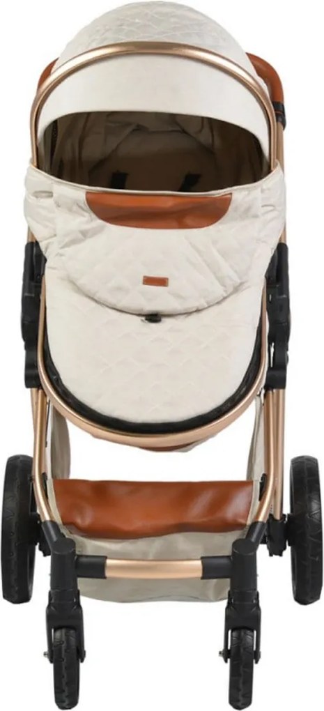 Carucior nou nascuti 2 in 1 NOVOKIDS™ Alma Gold PRO , Cu geanta bebe, Cadru Aluminiu , Amortizoare, Roti din cauciuc plin AVE, Landou, Modul sport,
