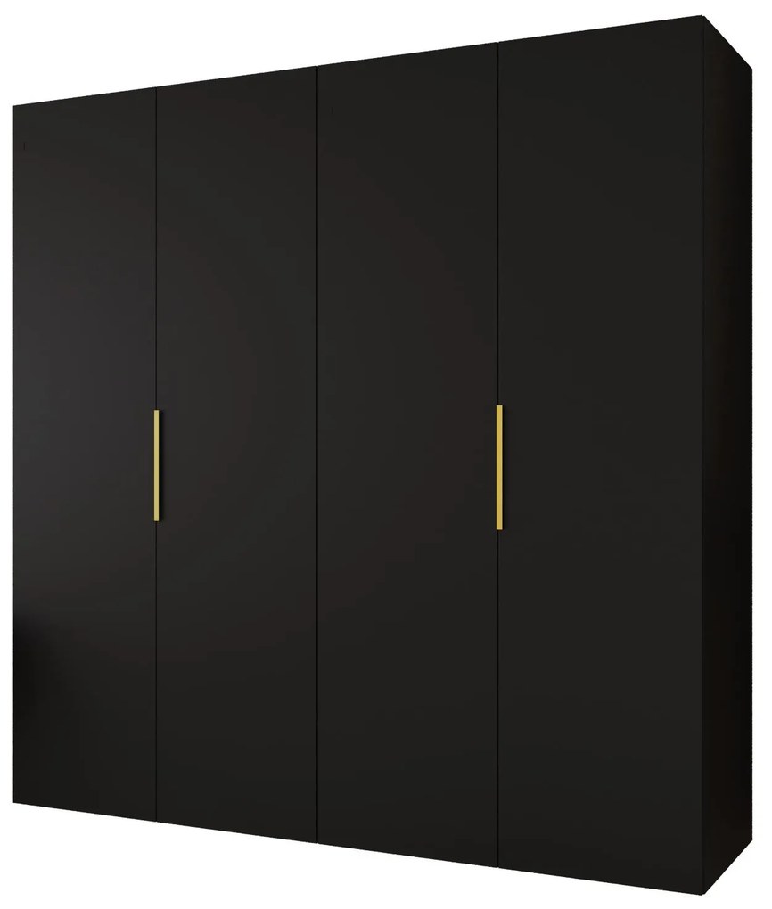 Dulap de haine 200 cm Mirabella 1 (Negru + Auriu). 1126365