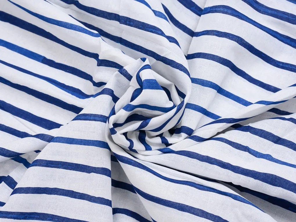 Lenjerie de pat din bumbac BLUE STRIPE alba Dimensiune lenjerie de pat: 80 x 80 cm | 140 x 200 cm