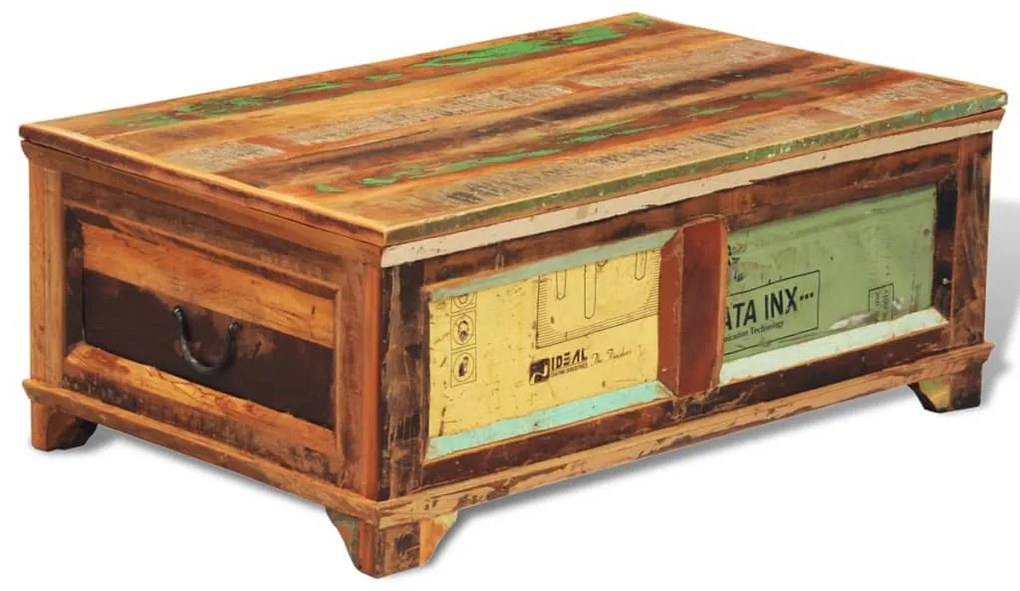 241092 vidaXL Măsuță de cafea cu spațiu depozitare, vintage, lemn reciclat