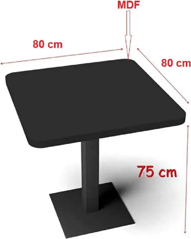 Masa din MDF, patrat  texturata, Homs, negru marmorat, 80 x 80 x 75 cm, A0111