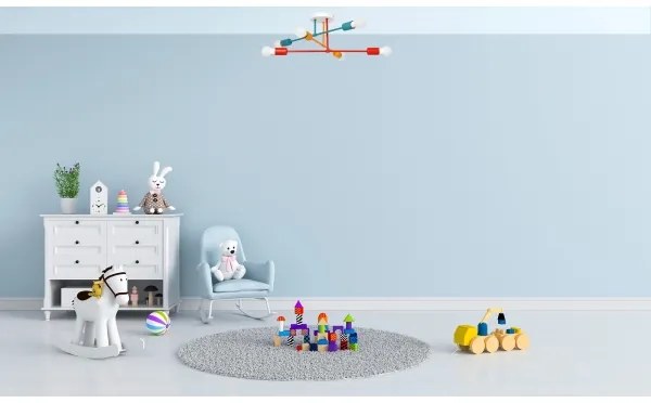 Lustră aplicată CAMBRIDGE 6xE27/20W/230V albastră/roșie/portocalie