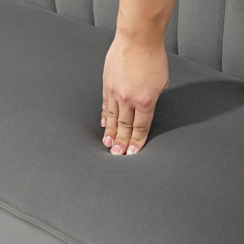 HOMCOM Canapea design retro 2 locuri, picioare din lemn, 117 cm x 56,5 cm x 77 cm, Gri închis | Aosom Romania