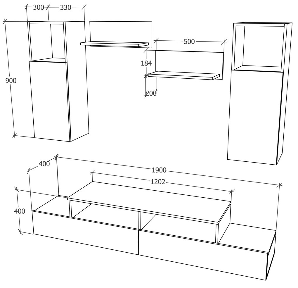 Living haaus Osaka, Antracit, L 190 cm