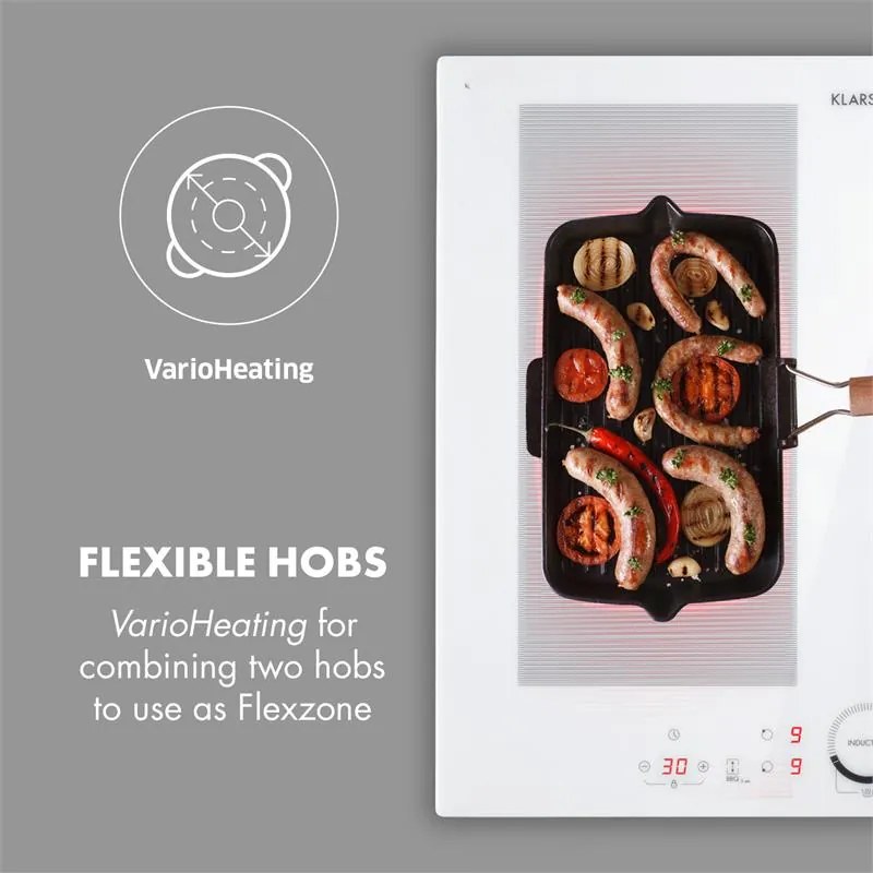 Klarstein Delicatessa 60, plită de inducție, 4 zone, 7000 W, Timer, albă