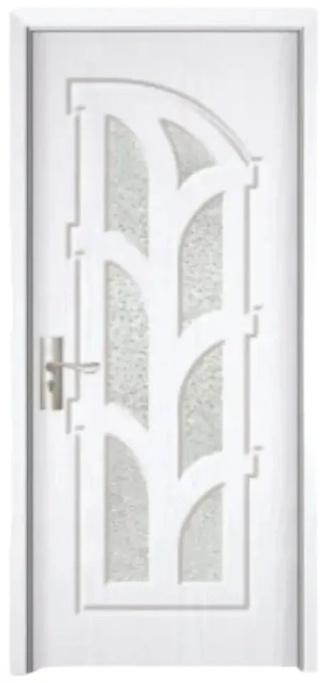 Usa Interior din MDF Novo Doors ND308, Cadru din Lemn Masiv, Geam Sablat, KIT COMPLET, Toc , Manere si balamale incluse (Culoare: Alb, Toc: Fix,