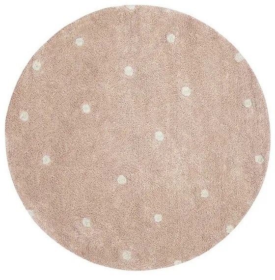 Covor pentru copii roz deschis lavabil/țesut manual din bumbac ø140 cm Round Dot Rose – Lorena Canals
