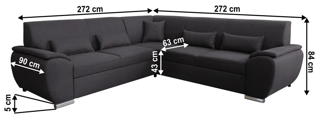 Set canapea, gri, dreapta, AMILA ROH