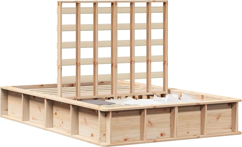 vidaXL Cadru de pat Maro 120 x 200 cm Lemn de pin masiv