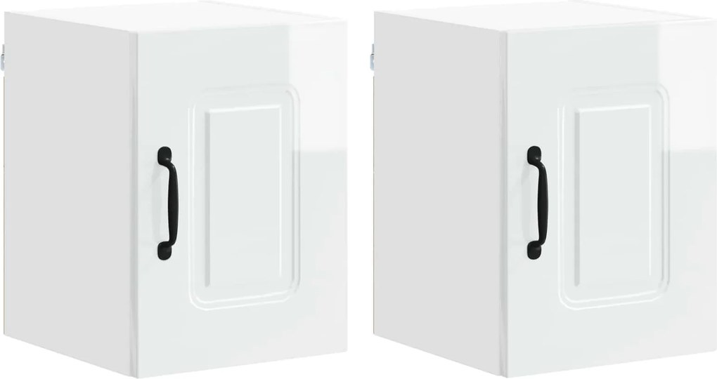 vidaXL Dulap de bucătărie Kalmar 2 pcs Alb lucios 30 x 31 x 40 cm