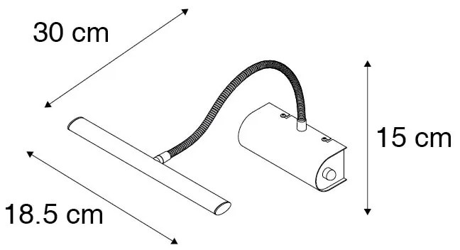 Aplică de perete de design neagră 18,5 cm incluzând LED cu dimmer - Tableau
