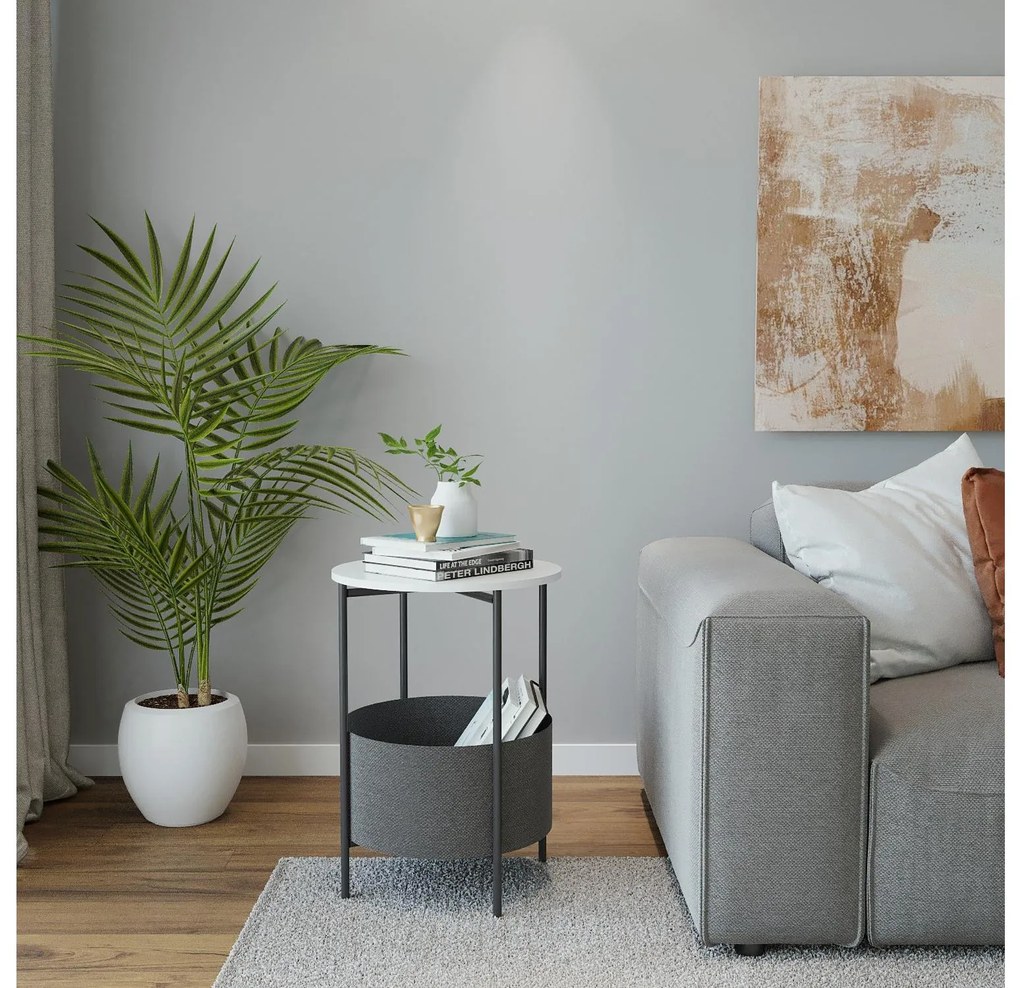 Măsuță laterală Lonupi (alb + negru) . 1094756