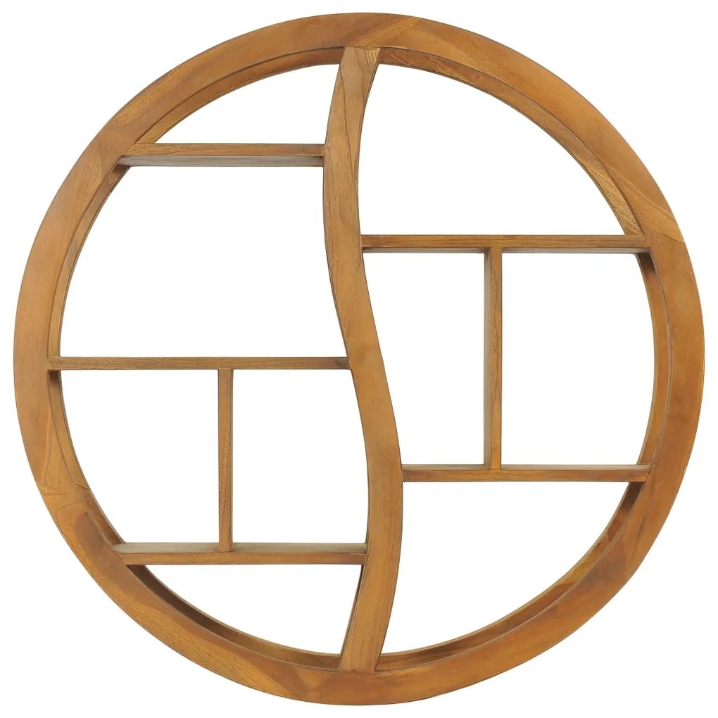 320771 vidaXL Raft de perete Yin Yang, 80 x 17,5 x 80 cm, lemn masiv de tec