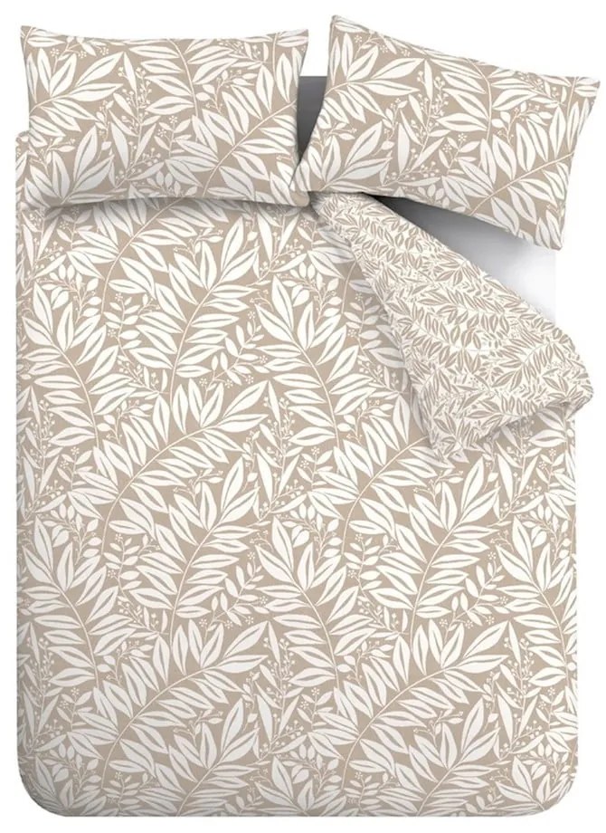 Lenjerie de pat maro deschis pentru pat dublu 200x200 cm Sorrel Leaves – Catherine Lansfield