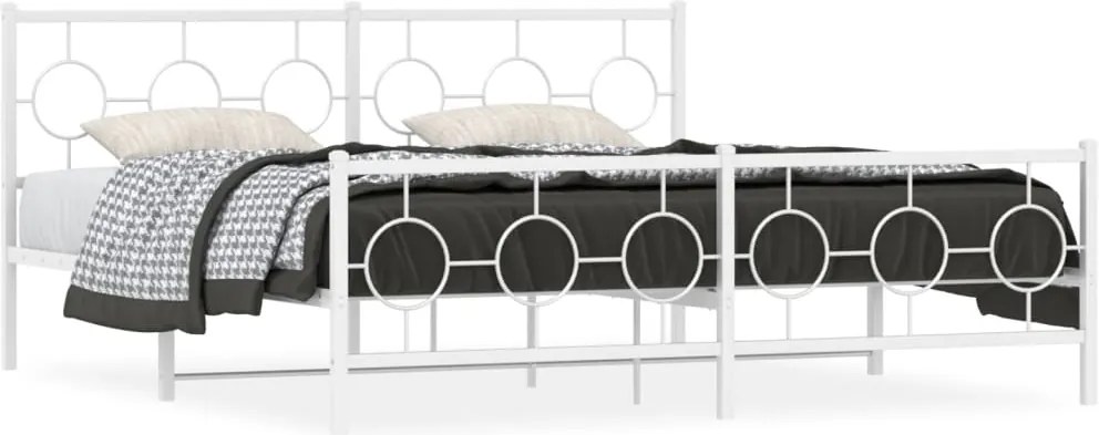 vidaXL Cadru de pat metalic cu tăblie de cap/picioare, alb, 183x213 cm