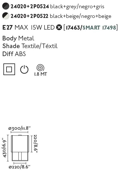 Lampa masa / Veioza moderna design elegant DRUM bej