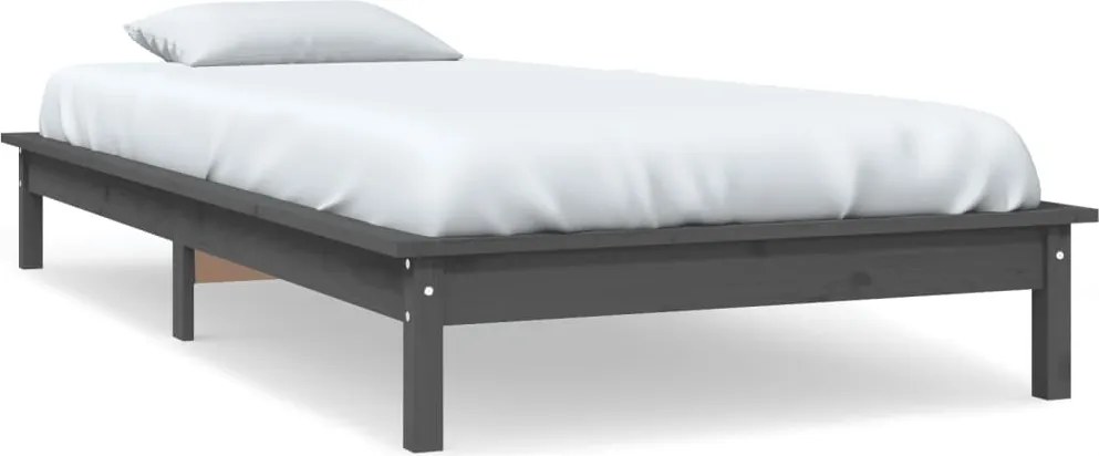 vidaXL Cadru de pat, gri, 100x200 cm, lemn masiv de pin