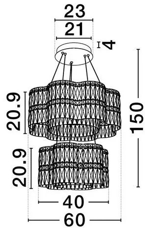 Lustra suspendata LED crom, cristale sticla NUVIA 60cm