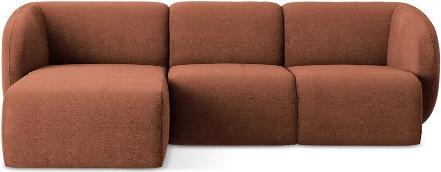 Colțar teracotă cu tapițerie din chenille (cu colț pe partea stângă/cu șezlong) Lani – Makamii