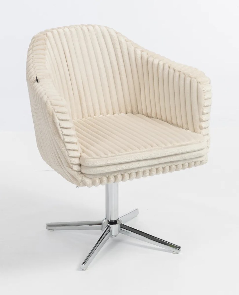 HR832CROSS Scaun Cappuccino Teddy Cord cu Bază Cromata