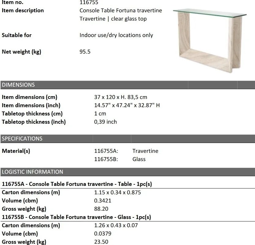 Consola LUX din travertin stil Art Deco Fortuna