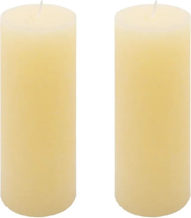 Set de lumânări rustice, 20 cm, Ø 7,5 cm, crem, 2 buc