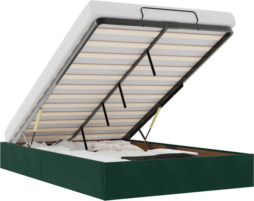 vidaXL Cadru de pat otoman fără saltea Verde închis 120x190 cm catifea