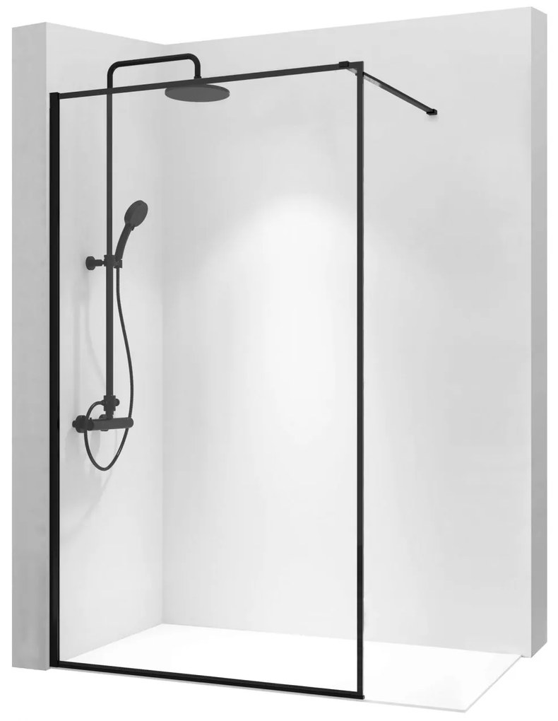 Paravan de dus tip Walk-in Rea Bler 90x195 cm profil negru