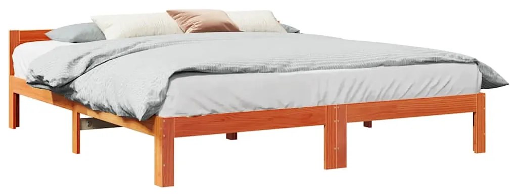 vidaXL Cadru pat fără saltea, maro ceruit, 160x200 cm, lemn masiv pin