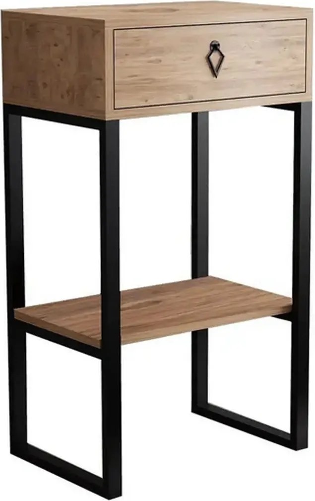 Consola VALANTI, stejar/negru, PAL melaminat, 50x35x90 cm
